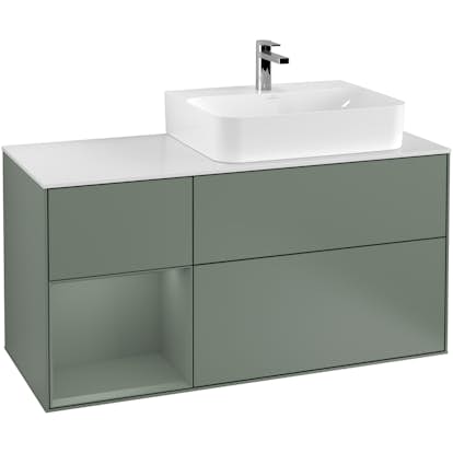 Tvättställsskåp Villeroy & Boch Finion med 3 Lådor Hylla och Bänkskiva för Ocentrerat Tvättställ