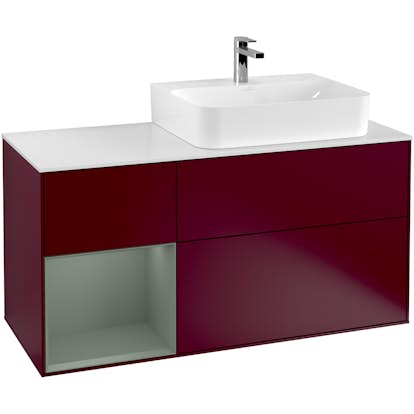 Tvättställsskåp Villeroy & Boch Finion med 3 Lådor Hylla och Bänkskiva för Ocentrerat Tvättställ