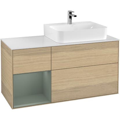 Tvättställsskåp Villeroy & Boch Finion med 3 Lådor Hylla och Bänkskiva för Ocentrerat Tvättställ