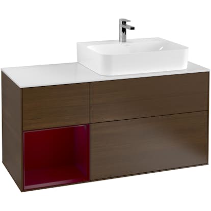 Tvättställsskåp Villeroy & Boch Finion med 3 Lådor Hylla och Bänkskiva för Ocentrerat Tvättställ
