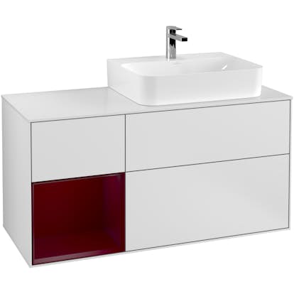 Tvättställsskåp Villeroy & Boch Finion med 3 Lådor Hylla och Bänkskiva för Ocentrerat Tvättställ