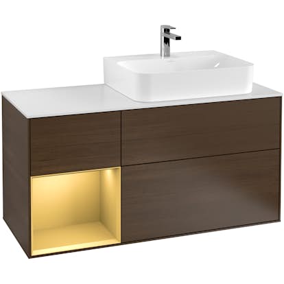 Tvättställsskåp Villeroy & Boch Finion med 3 Lådor Hylla och Bänkskiva för Ocentrerat Tvättställ