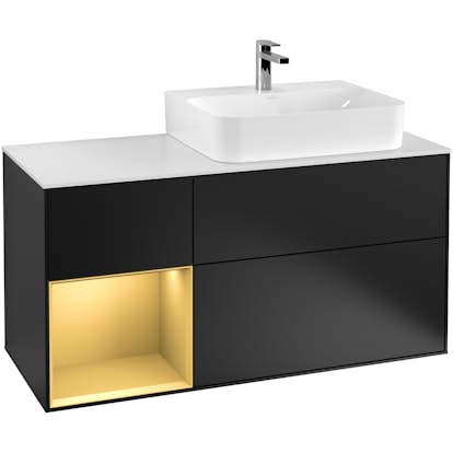 Tvättställsskåp Villeroy & Boch Finion med 3 Lådor Hylla och Bänkskiva för Ocentrerat Tvättställ