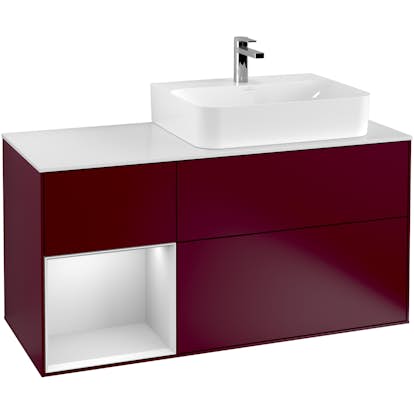 Tvättställsskåp Villeroy & Boch Finion med 3 Lådor Hylla och Bänkskiva för Ocentrerat Tvättställ