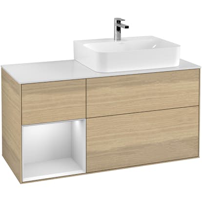 Tvättställsskåp Villeroy & Boch Finion med 3 Lådor Hylla och Bänkskiva för Ocentrerat Tvättställ