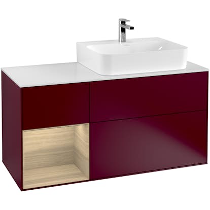 Tvättställsskåp Villeroy & Boch Finion med 3 Lådor Hylla och Bänkskiva för Ocentrerat Tvättställ