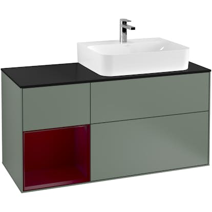 Tvättställsskåp Villeroy & Boch Finion med 3 Lådor Hylla och Bänkskiva för Ocentrerat Tvättställ