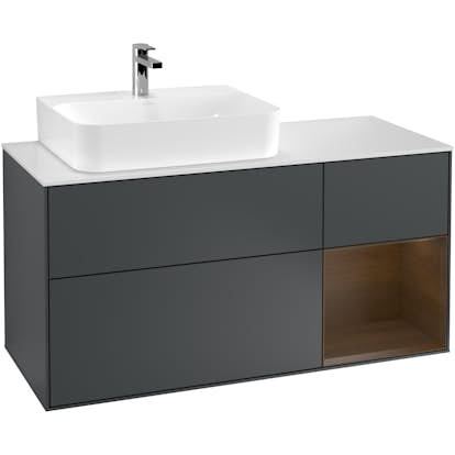 Tvättställsskåp Villeroy & Boch Finion med 3 Lådor Hylla och Bänkskiva för Ocentrerat Tvättställ