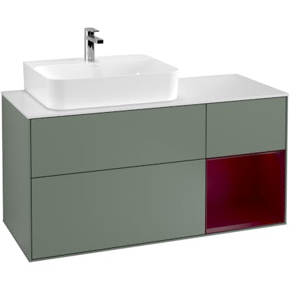 Tvättställsskåp Villeroy & Boch Finion med 3 Lådor Hylla och Bänkskiva för Ocentrerat Tvättställ