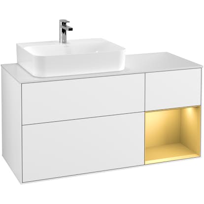 Tvättställsskåp Villeroy & Boch Finion med 3 Lådor Hylla och Bänkskiva för Ocentrerat Tvättställ