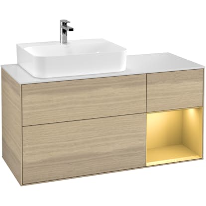 Tvättställsskåp Villeroy & Boch Finion med 3 Lådor Hylla och Bänkskiva för Ocentrerat Tvättställ