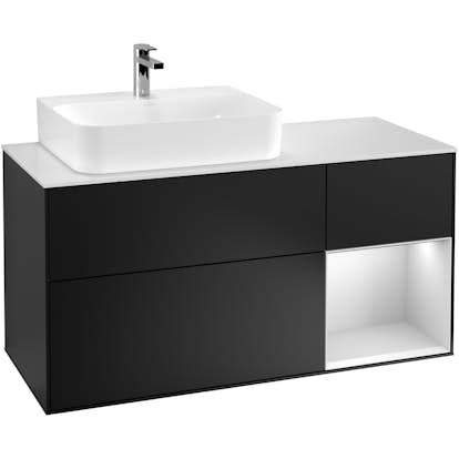 Tvättställsskåp Villeroy & Boch Finion med 3 Lådor Hylla och Bänkskiva för Ocentrerat Tvättställ