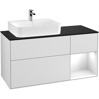 Tvättställsskåp Villeroy & Boch Finion med 3 Lådor Hylla och Bänkskiva för Ocentrerat Tvättställ