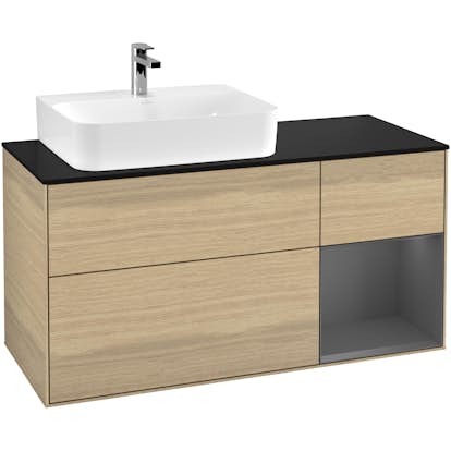 Tvättställsskåp Villeroy & Boch Finion med 3 Lådor Hylla och Bänkskiva för Ocentrerat Tvättställ