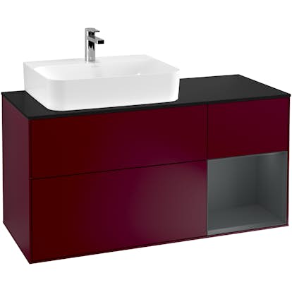 Tvättställsskåp Villeroy & Boch Finion med 3 Lådor Hylla och Bänkskiva för Ocentrerat Tvättställ