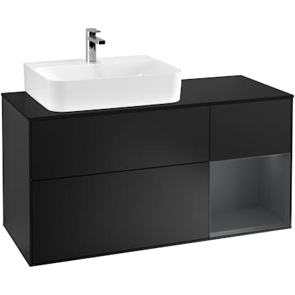 Tvättställsskåp Villeroy & Boch Finion med 3 Lådor Hylla och Bänkskiva för Ocentrerat Tvättställ