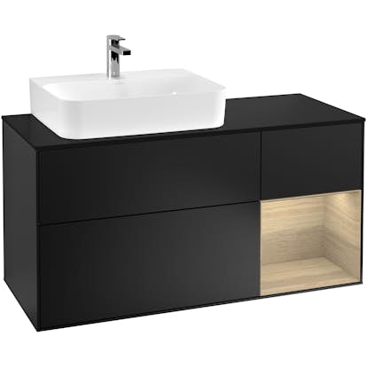 Tvättställsskåp Villeroy & Boch Finion med 3 Lådor Hylla och Bänkskiva för Ocentrerat Tvättställ