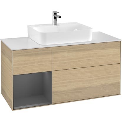 Tvättställsskåp Villeroy & Boch Finion med 3 Lådor Hylla och Bänkskiva för Centrerat Tvättställ