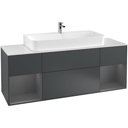 Tvättställsskåp Villeroy & Boch Finion med Två Hyllor och Bänkskiva för Centrerat Tvättställ