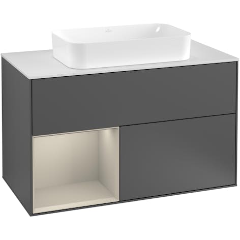 Tvättställsskåp Villeroy & Boch Finion med 2 Lådor Hylla och Bänkskiva för Fristående Tvättställ