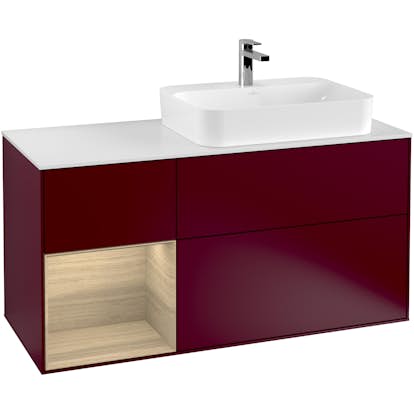 Tvättställsskåp Villeroy & Boch Finion med 3 Lådor Hylla och Bänkskiva för Ocentrerat Ytmonterat Tvättställ