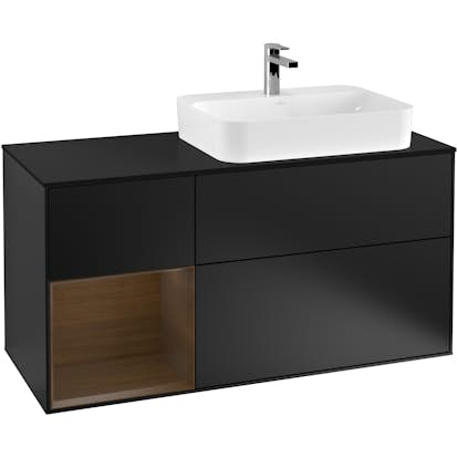 Tvättställsskåp Villeroy & Boch Finion med 3 Lådor Hylla och Bänkskiva för Ocentrerat Ytmonterat Tvättställ