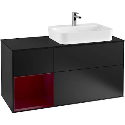 Tvättställsskåp Villeroy & Boch Finion med 3 Lådor Hylla och Bänkskiva för Ocentrerat Ytmonterat Tvättställ