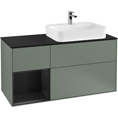 Tvättställsskåp Villeroy & Boch Finion med 3 Lådor Hylla och Bänkskiva för Ocentrerat Ytmonterat Tvättställ