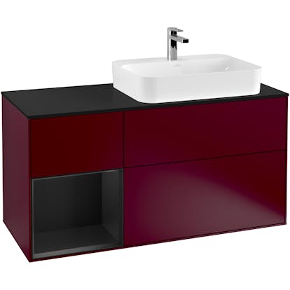 Tvättställsskåp Villeroy & Boch Finion med 3 Lådor Hylla och Bänkskiva för Ocentrerat Ytmonterat Tvättställ