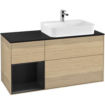 Tvättställsskåp Villeroy & Boch Finion med 3 Lådor Hylla och Bänkskiva för Ocentrerat Ytmonterat Tvättställ