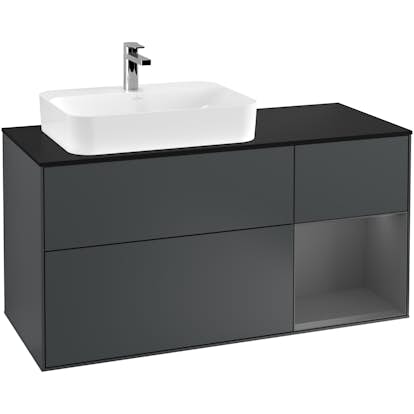 Tvättställsskåp Villeroy & Boch Finion med 3 Lådor Hylla och Bänkskiva för Ocentrerat Ytmonterat Tvättställ