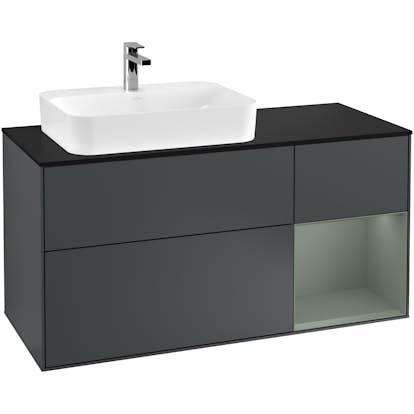 Tvättställsskåp Villeroy & Boch Finion med 3 Lådor Hylla och Bänkskiva för Ocentrerat Ytmonterat Tvättställ