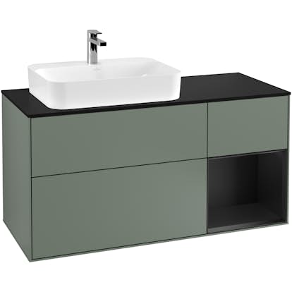 Tvättställsskåp Villeroy & Boch Finion med 3 Lådor Hylla och Bänkskiva för Ocentrerat Ytmonterat Tvättställ