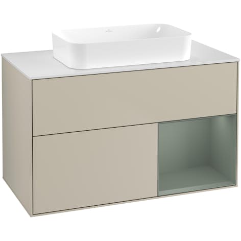 Tvättställsskåp Villeroy & Boch Finion med 2 Lådor Hylla och Bänkskiva för Fristående Tvättställ