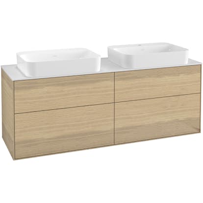 Tvättställsskåp Villeroy & Boch Finion med 4 Lådor och Bänkskiva för Två Fristående Tvättställ