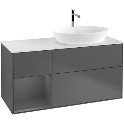 Tvättställsskåp Villeroy & Boch Finion med 3 Lådor Hylla och Bänkskiva för Ocentrerat Tvättställ från Artis & Collaro