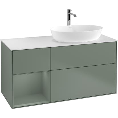 Tvättställsskåp Villeroy & Boch Finion med 3 Lådor Hylla och Bänkskiva för Ocentrerat Tvättställ från Artis & Collaro