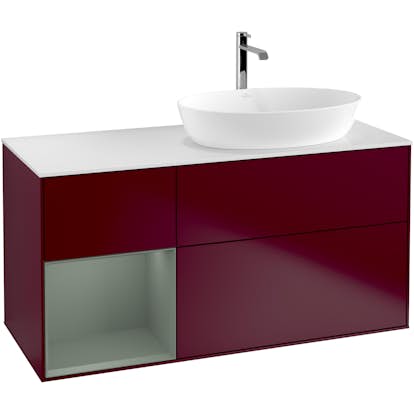 Tvättställsskåp Villeroy & Boch Finion med 3 Lådor Hylla och Bänkskiva för Ocentrerat Tvättställ från Artis & Collaro