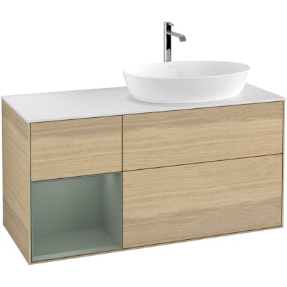 Tvättställsskåp Villeroy & Boch Finion med 3 Lådor Hylla och Bänkskiva för Ocentrerat Tvättställ från Artis & Collaro