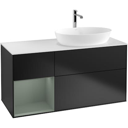 Tvättställsskåp Villeroy & Boch Finion med 3 Lådor Hylla och Bänkskiva för Ocentrerat Tvättställ från Artis & Collaro