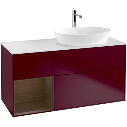 Tvättställsskåp Villeroy & Boch Finion med 3 Lådor Hylla och Bänkskiva för Ocentrerat Tvättställ från Artis & Collaro