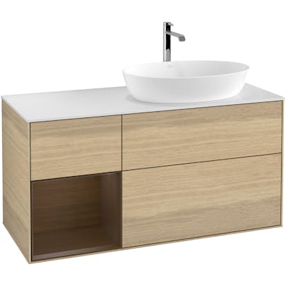 Tvättställsskåp Villeroy & Boch Finion med 3 Lådor Hylla och Bänkskiva för Ocentrerat Tvättställ från Artis & Collaro