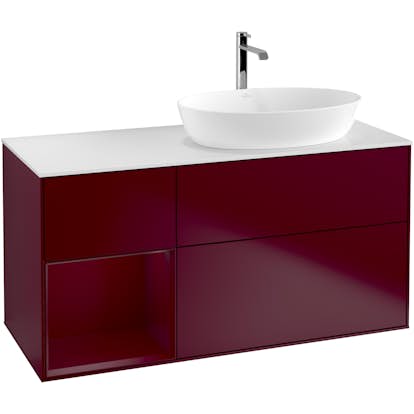 Tvättställsskåp Villeroy & Boch Finion med 3 Lådor Hylla och Bänkskiva för Ocentrerat Tvättställ från Artis & Collaro