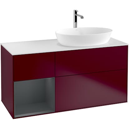 Tvättställsskåp Villeroy & Boch Finion med 3 Lådor Hylla och Bänkskiva för Ocentrerat Tvättställ från Artis & Collaro