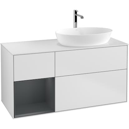 Tvättställsskåp Villeroy & Boch Finion med 3 Lådor Hylla och Bänkskiva för Ocentrerat Tvättställ från Artis & Collaro