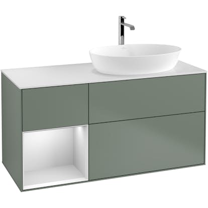 Tvättställsskåp Villeroy & Boch Finion med 3 Lådor Hylla och Bänkskiva för Ocentrerat Tvättställ från Artis & Collaro