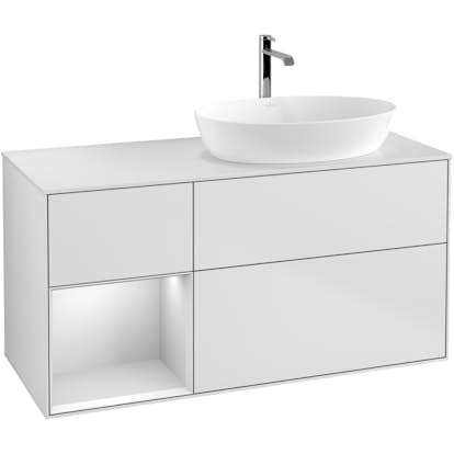 Tvättställsskåp Villeroy & Boch Finion med 3 Lådor Hylla och Bänkskiva för Ocentrerat Tvättställ från Artis & Collaro