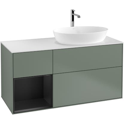 Tvättställsskåp Villeroy & Boch Finion med 3 Lådor Hylla och Bänkskiva för Ocentrerat Tvättställ från Artis & Collaro