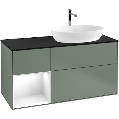 Tvättställsskåp Villeroy & Boch Finion med 3 Lådor Hylla och Bänkskiva för Ocentrerat Tvättställ från Artis & Collaro