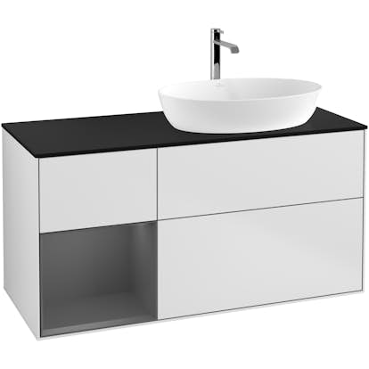 Tvättställsskåp Villeroy & Boch Finion med 3 Lådor Hylla och Bänkskiva för Ocentrerat Tvättställ från Artis & Collaro